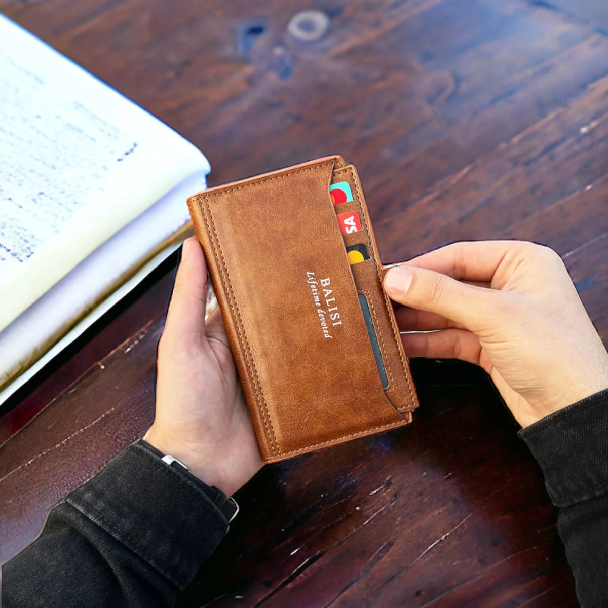BALISI Classic Men's Leather Wallet with Removable Card Holder